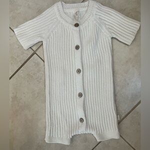 Snug Ribbed Knit Button-Up Baby Romper